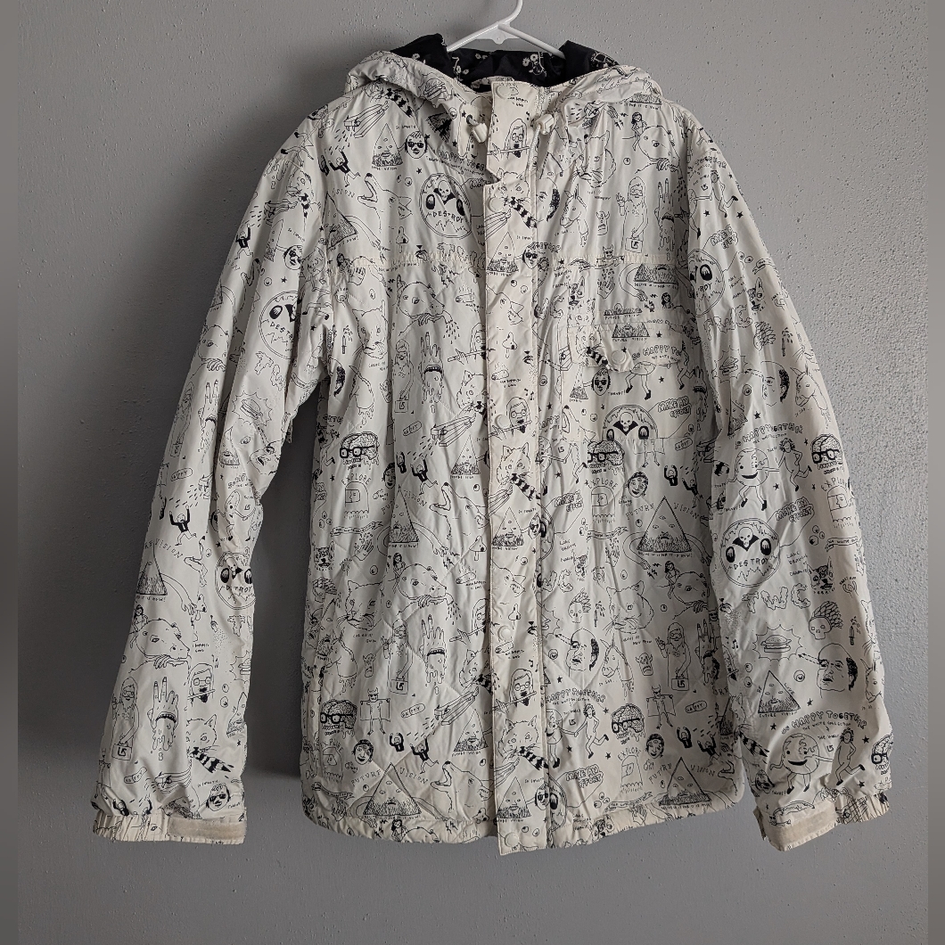 Burton The White Collection Bad Moon Rising Graffiti Snowboarding Jacket